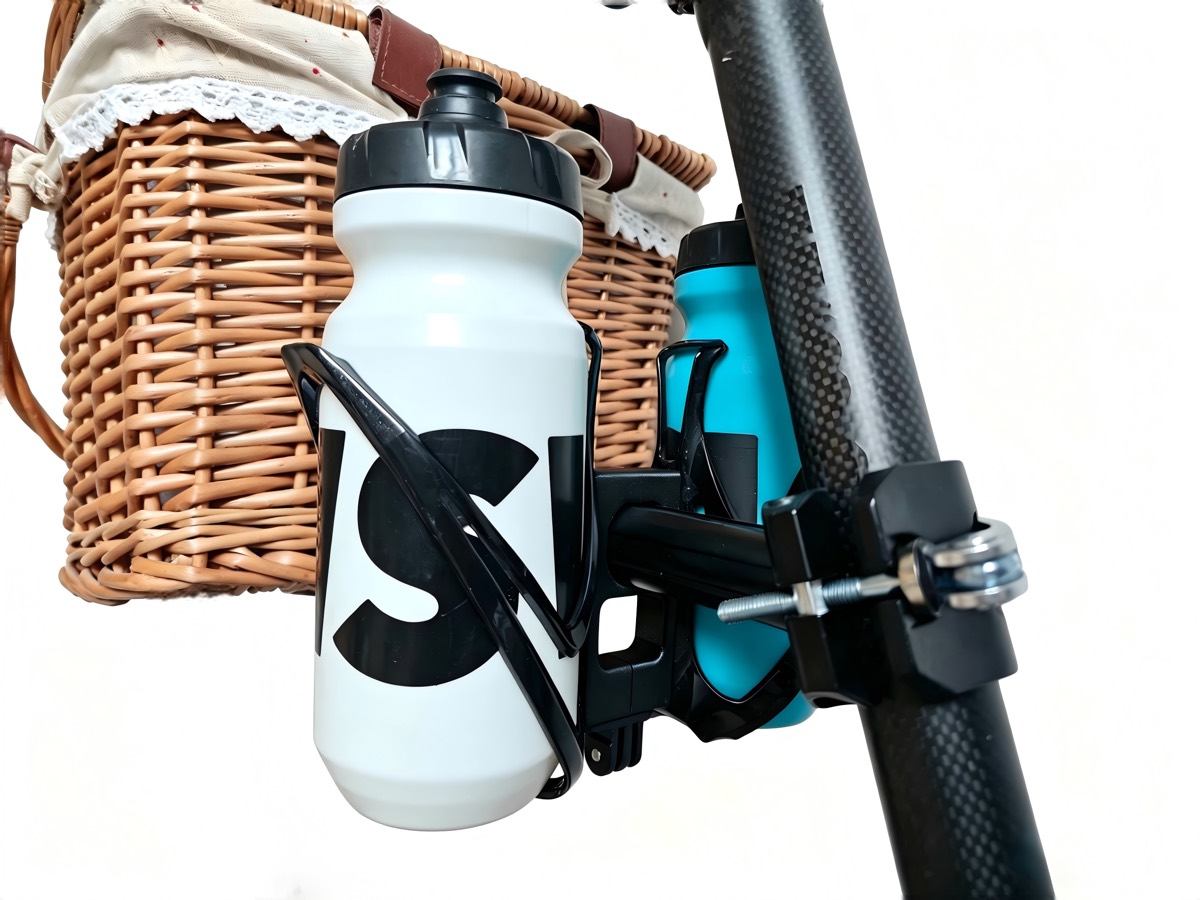 Dual bottle cages mounted on the seatpost expander