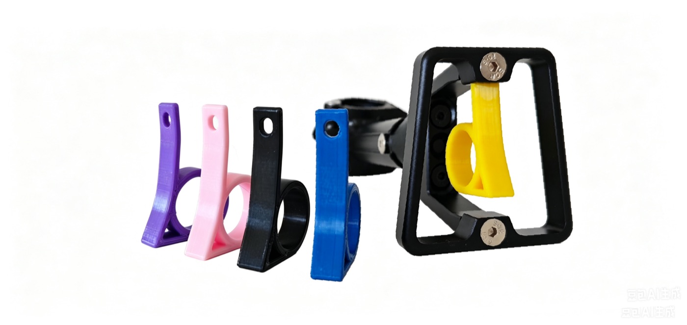 Five replacement luggage hooks in purple, pink, black, blue, and yellow