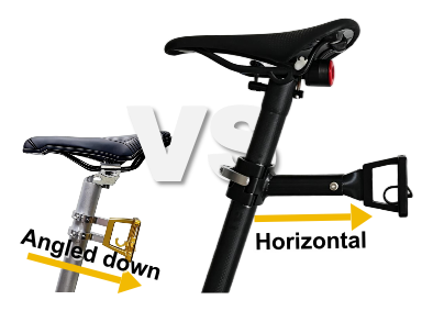 Angled-down mount versus Seatpost Hugger sitting level