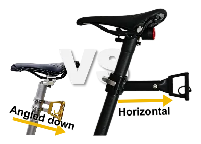 Angled-down mount versus Seatpost Hugger sitting level