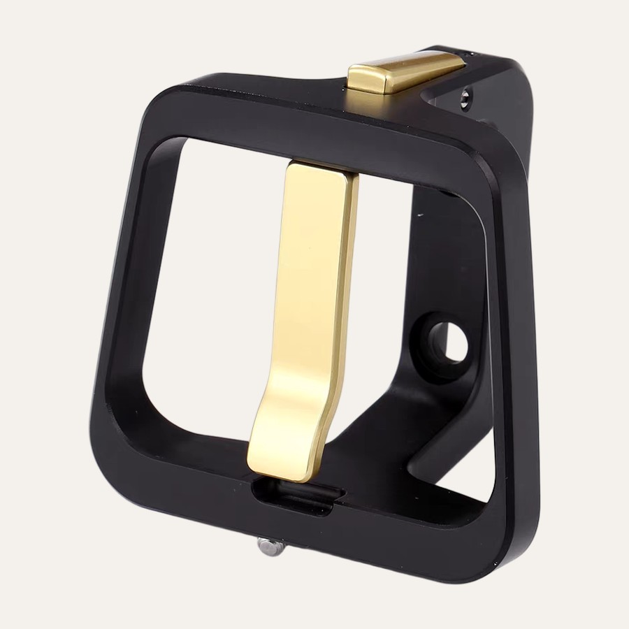 Black carrier block with gold lever